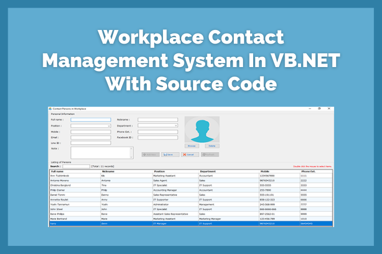 Workplace Contact Management System In Vb Net With Source Code